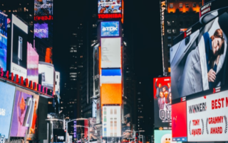 Advertisements on LED screensin a marketplace in the US