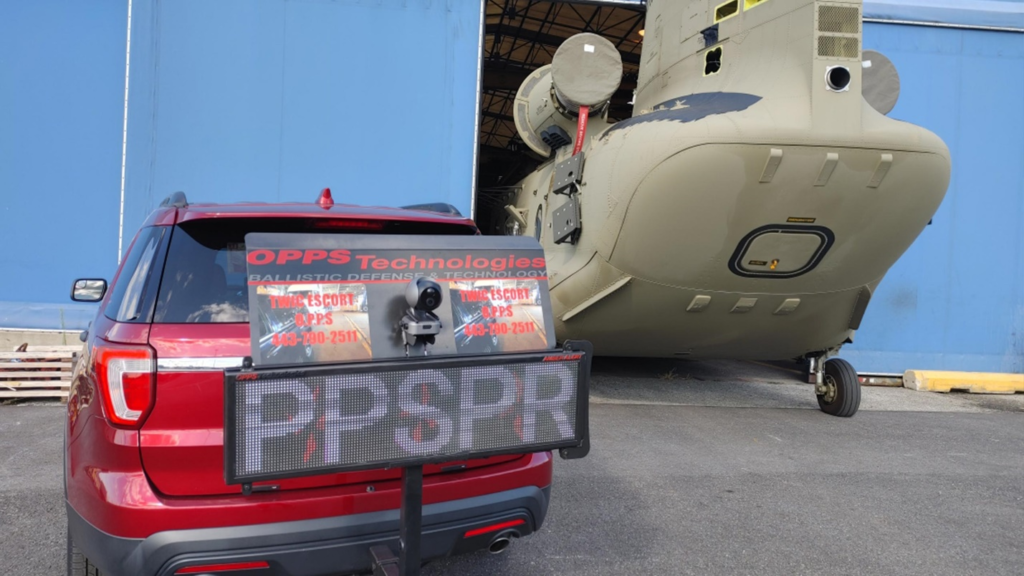 An LED ballistic display unit attached at the back of a car