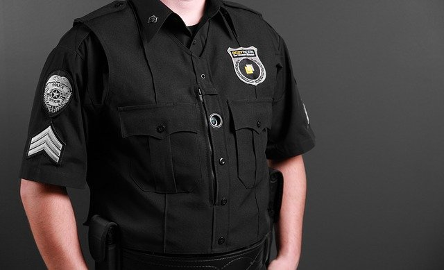 Closeup of a uniformed security guard
