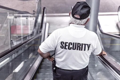 Armed security guard out on patrol
