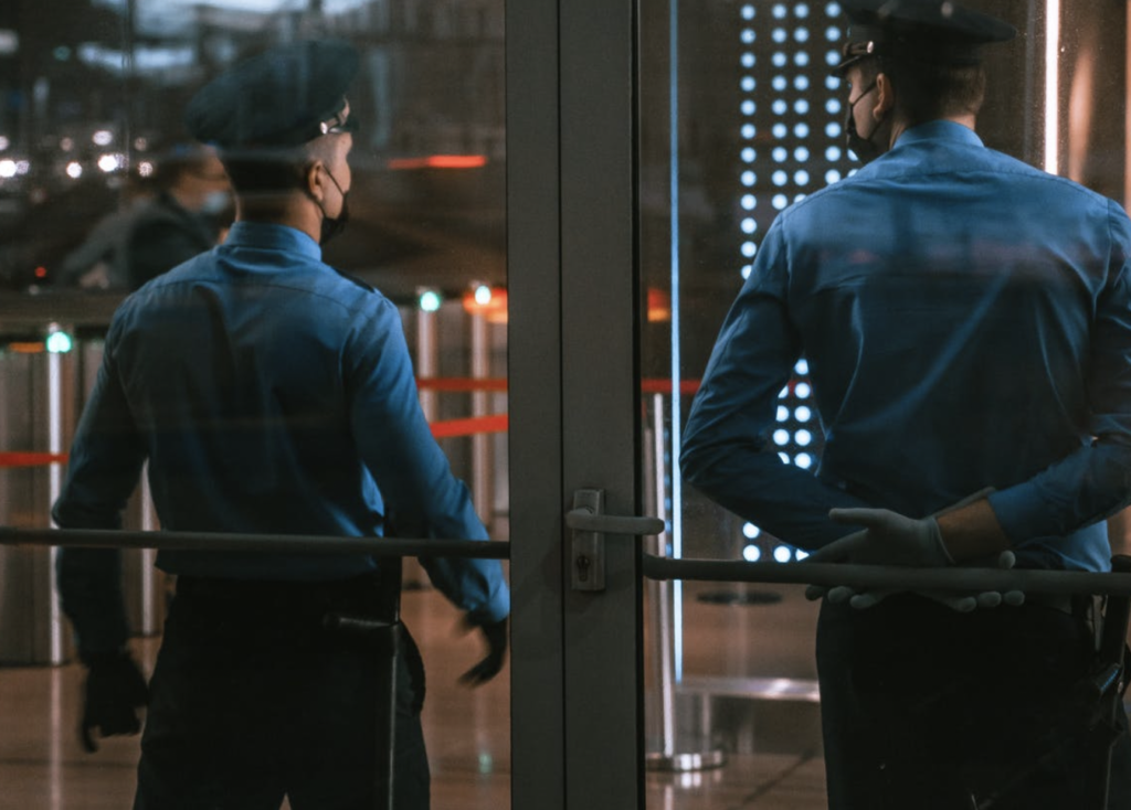 Guards protecting a public building