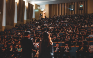 A CEO giving a speech