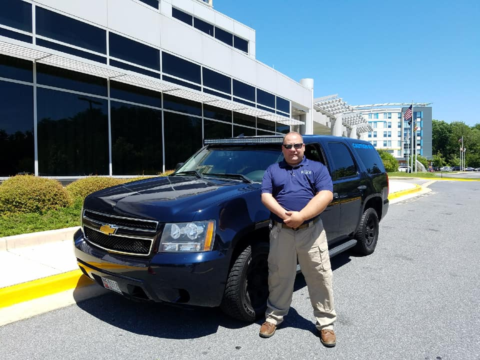 A security officer protecting a parking lot