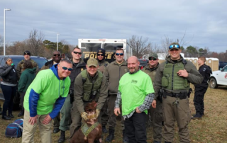 Armed security standing together in a group