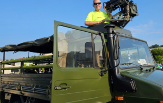A gun mounted on a truck