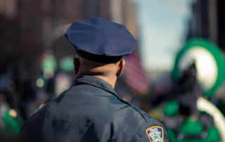 Back view of a security officer