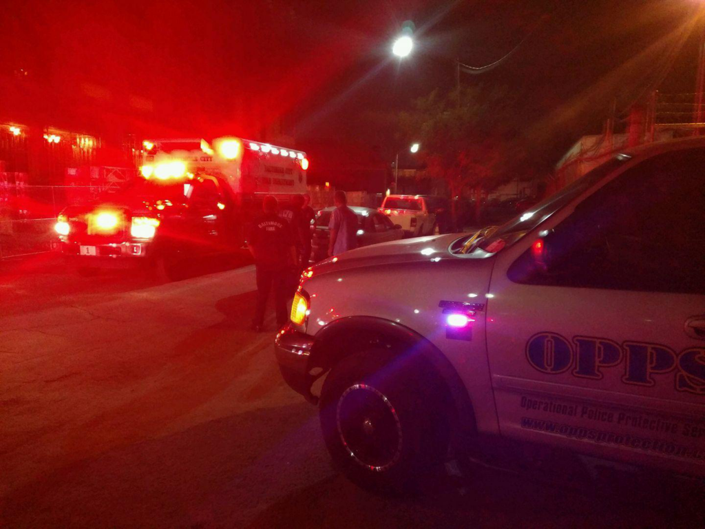 A patrol car standing by a crime scene
