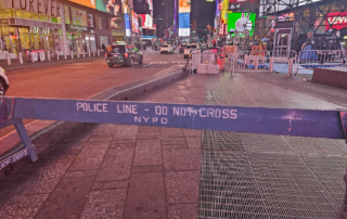 This photo shows a security area with a few public attendees